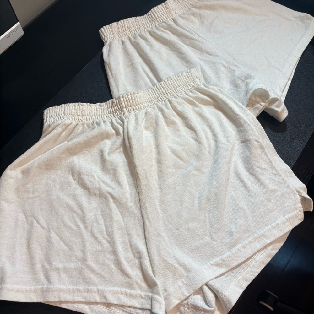 Soffe White Elastic Waistband Shorts